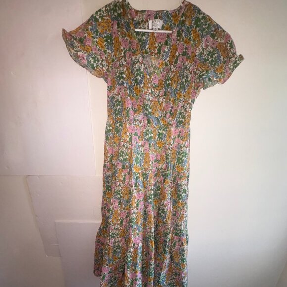 J.Crew x Liberty Floral Faux Wrap Flutter Sleeve Maxi Dress Pockets size 8 - Picture 4 of 13
